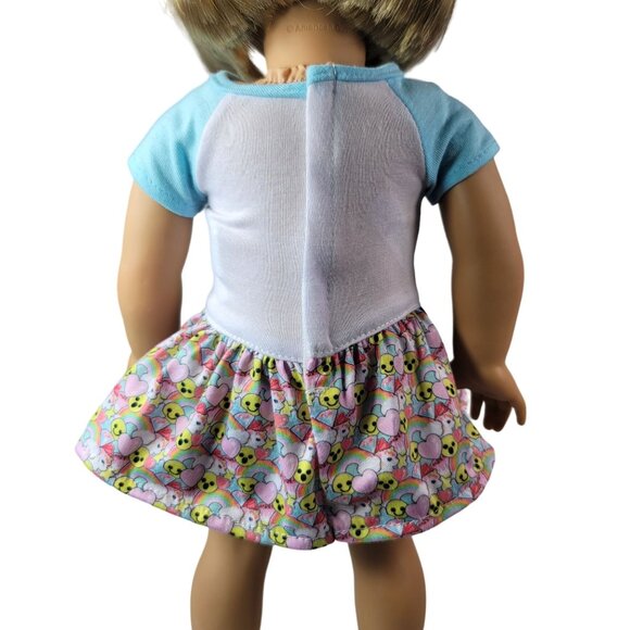 FibreCraft For 18" Doll Dress Emoji Rainbow Heart Short Sleeve Clothes AG OG - Picture 4 of 6